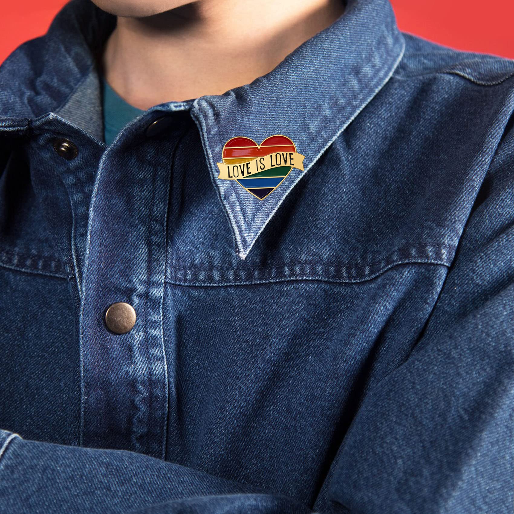 6/Pcs Heart Pride Rainbow Lapel Pins Bulk -Love is Love - LGBT Enamel Gay Progress Pin Brooch Badge for Men Women Clothes Bags Hats - Image 5