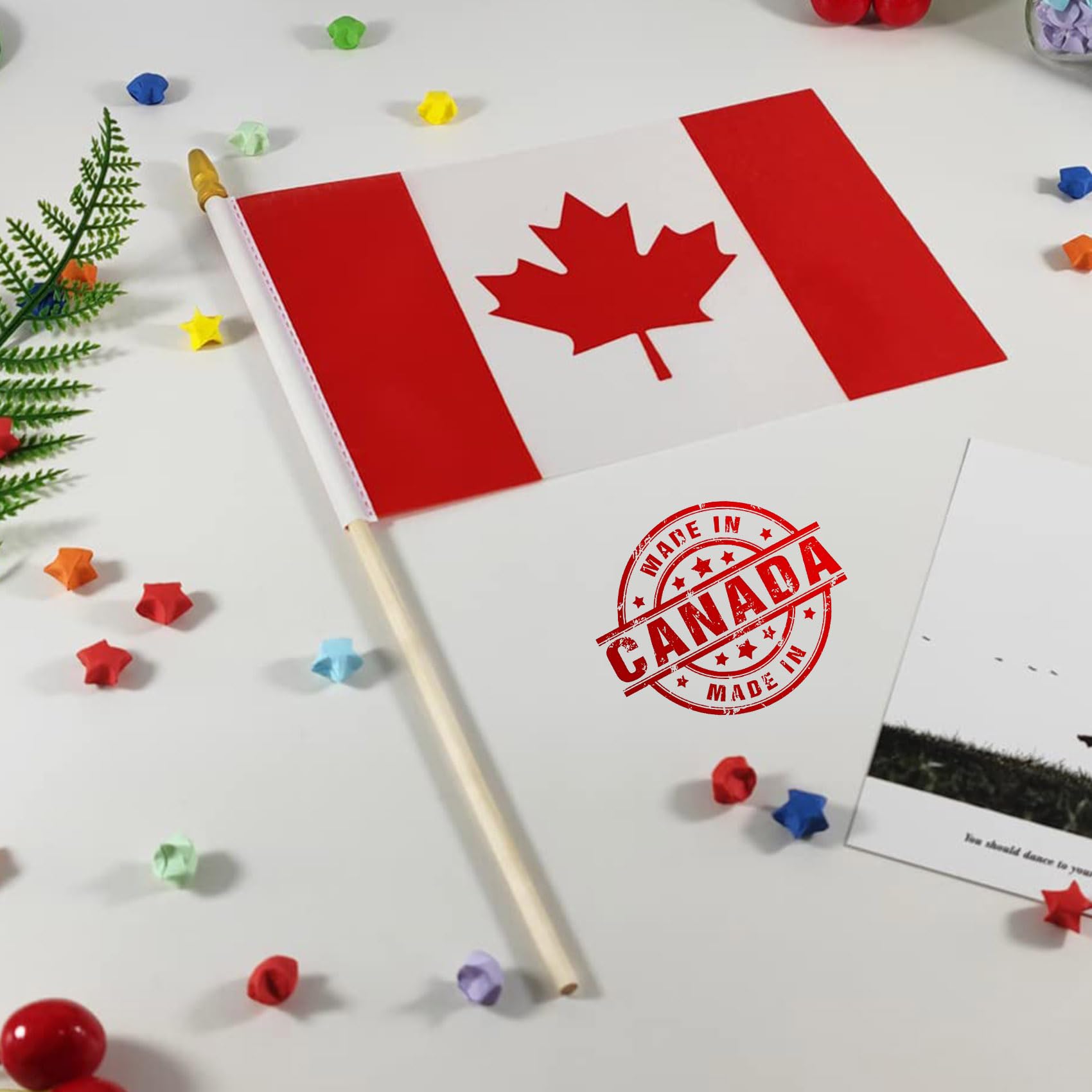 MIDLE Lot of 50 Small Canadian Flags on Stick, 4x6 Inch, Red, Patriotic Hand-Held Outdoor Flags for Canada Day, Patriotic Holidays, 4x6 inches - Image 4